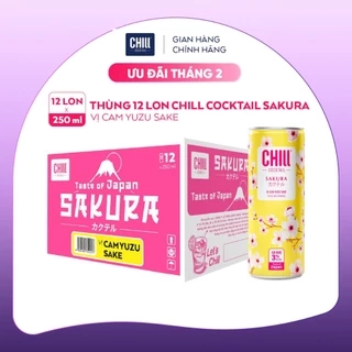 Thùng 12 lon Chill Cocktail Sakura vị Dưa hấu Sake 250ml