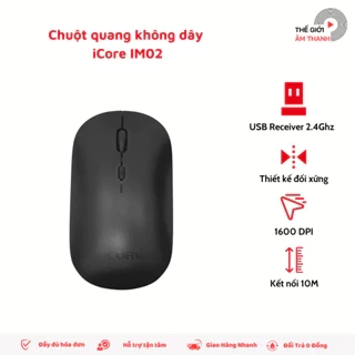 Chuột Không Dây iCore IM02, Kết Nối USB Phạm Vi 10m, Độ Phân Giải Cao 1600DPI - CHÍNH HÃNG STORE