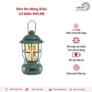 Đèn Đa Năng cắm trại iCore MPL99 Kiểu Cổ Điển pin sạc USB dung lượng 1200mAh - Hàng chính hãng