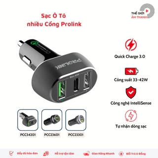 Sạc Ô Tô nhiều cổng Prolink, Công Suất 33W - 42W, Sạc Nhanh - Chính hãng store.