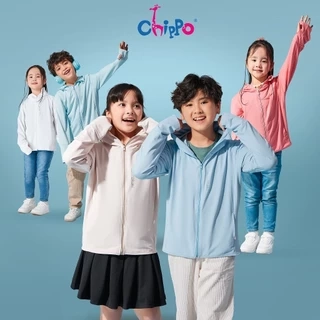 Áo khoác chống nắng trẻ em Chippo mềm thoáng khí mũ liền khóa kéo túi 2 bên cho bé từ 2 đến 11 Tuổi