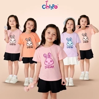 Áo phông cộc tay cho bé gái CHIPPO chất liệu cotton thoáng mát cho bé 3 tuổi đên 10 tuổi (13-34Kg)