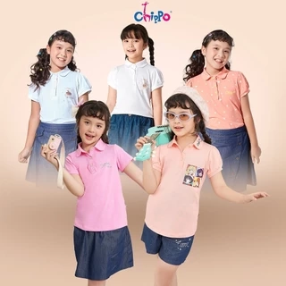 Áo thun Polo Chippo tay ngắn cổ bẻ cho bé gái từ 7 đến 12 tuổi (24-42kg) chất liệu Cotton cao cấp
