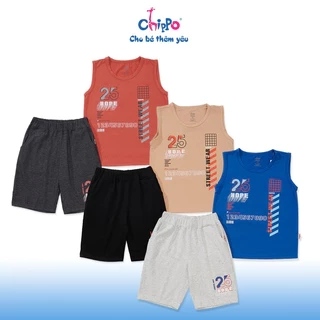 Set bộ hè Ba Lỗ Chippo chất liệu 100% Cotton mặc ở nhà cho bé Trai từ 6 đến 10 Tuổi (22-33Kg)