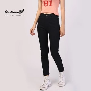 Quần jeans dài nữ co giãn Chollima trơn màu xanh trắng QD024 phong cách hàn quốc