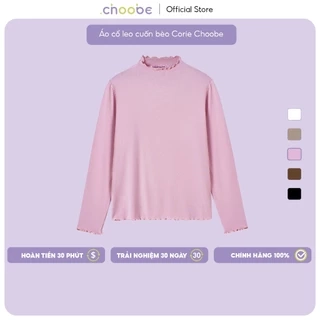 Áo thun nữ dài tay Corie Choobe cổ leo cuốn bèo vải cotton co giãn tốt basic năng động A119