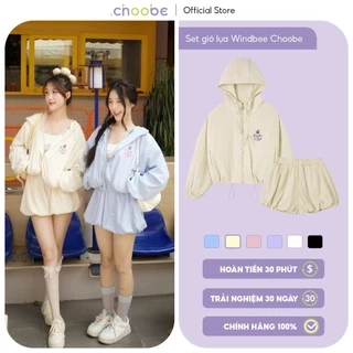 Set áo khoác nữ Windbee Choobe Club chống nắng cản gió vải gió lụa khóa kéo kèm quần đùi AK18 + QS18
