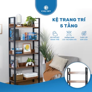Kệ để đồ đa năng CHU MY gỗ tràm 5 tầng, khung thép sơn tĩnh điện, mặt gỗ 17mm, 25.5KG