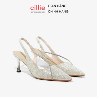 Giày Cao Gót Slingback Nữ Cillie Gót Nhọn Mũi Nhọn Thời Trang Đi Tiệc Da PU Trơn Cao Cấp CG32