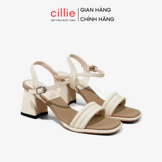 Giày Sandal Gót Vuông Cao Gót Nữ Cillie Quai Phồng Đế Vuông 7cm Chống Trơn SD28