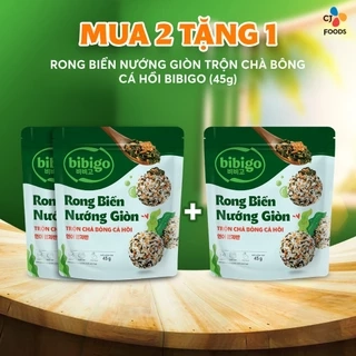 Combo 2 gói Rong biển nướng giòn rắc cơm trộn cơm Hàn Quốc Bibigo - Vị Nước Tương & Cá Hồi (50g + 45g)