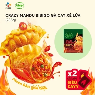 Mandu Gà Cay xé lửa Crazy Mandu Bibigo 235g (kèm 2 gói xốt siêu cay bên trong)