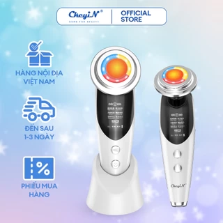 CkeyiN Máy mát xa da mặt 7 trong 1 có đèn LED cải thiện quầng thâm nếp nhăn nâng cơ da MR528