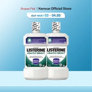 Bộ 2 Nước súc miệng làm trắng răng Listerine Healthy Bright Mouthwash 750ml/chai