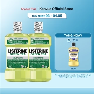 Bộ 2 Nước Súc Miệng Ngừa Sâu Răng Listerine Green Tea Zero Alcohol 750ml/chai