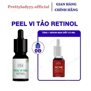 Peel Da Retinol Vi Tảo 10ml, Tinh Chất Tái Tạo Da Sinh Học Căng Bóng Chính Hãng, Tặng Kèm Serum mụn - LE'PEAU