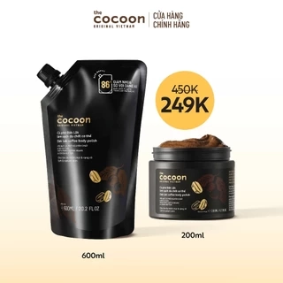 Túi cà phê làm sạch da chết cơ thể Cocoon 600ml Tặng cà phê tẩy da chết Cocoon 200ml