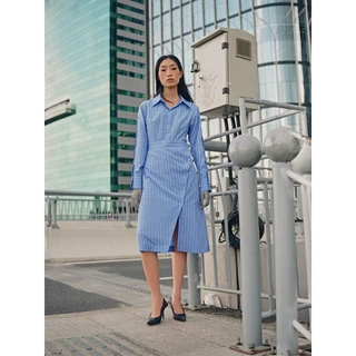 COCO SIN - Đầm Kate Sọc Xanh Sơ Mi