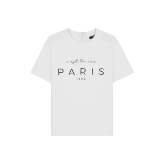 COCO SIN - Áo Lụa In Logo Paris Cổ Tròn