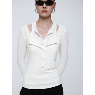 COCO SIN - Áo Thun Trắng Tay Dài Kiểu - SPRING COLLECTION