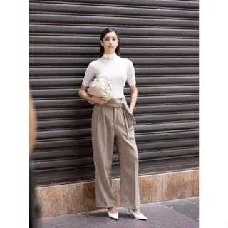 COCO SIN - Quần Kaki Nâu Phối Belt
