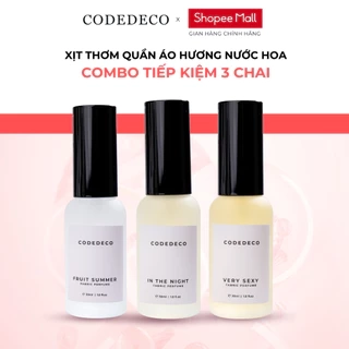 COMBO 3 chai xịt thơm bodymist hương nước hoa CODEDECO 30ml, 3 tầng hương, lưu hương lên tới 6h
