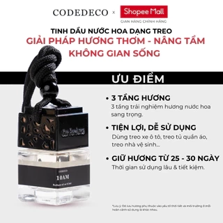 Tinh dầu nước hoa dạng treo CODEDECO giữ hương 30 - 45 ngày, dùng cho tủ quần áo, phòng ngủ, nhà vệ sinh, treo xe ô tô