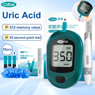 Bộ đồng hồ đo kiểm tra axit Cofoe Uric với 25 dải thử nghiệm + Lancet