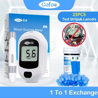 Cofoe Yice Đồng hồ đo đường huyết Máy đo đường huyết Bộ kiểm tra đường huyết Máy đo đường huyết với 25 que thử miễn phí + Lancet để theo dõi bệnh tiểu đường