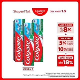 Bộ 3 Kem Đánh Răng Colgate Herbal Salt Muối Thảo Dược bảo vệ răng và nướu tối ưu 225g/tuýp