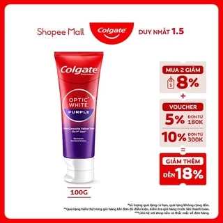 Kem Đánh Răng Colgate trắng răng Optic White Purple 100g công nghệ sắc tím, trung hòa ố vàng tức thì