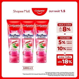 Bộ 3 Kem đánh răng Colgate MaxFresh Hương nhiệt đới, tinh thể cầu vồng the mát 100g/ tuýp