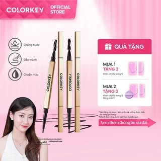 COLORKEY Chì kẻ mày hai đầu tam giác chống thấm nước lâu trôi cho người mới tập trang điểm