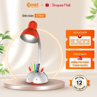 Đèn Bàn Học Sinh Comet CT411 Nhựa ABS, Đui Đèn E27, Thiết Kế Đa Dụng Bắt Mắt, Có Ngăn Đựng Bút ( Đã bao gồm bóng 5W)