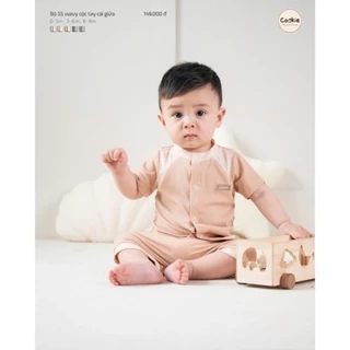 Bộ Sơ Sinh Cộc Tay COOKIE Wavy Cài Giữa Cho bé Từ 0 Đến 9 Tháng 2025