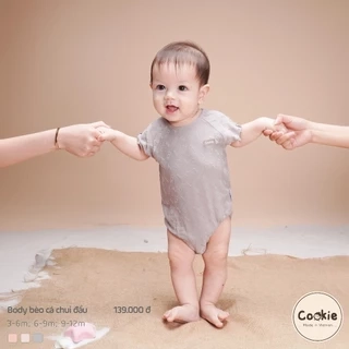 Bộ Sơ Sinh COOKIE, Body Bèo Cá Chui Đầu,Dệt Hình Xương Cá, Viền Tay Bèo Cho Bé Sơ Sinh 6 Tháng Và 12 Tuổi
