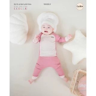 Bộ Sơ Sinh COOKIE Cài Lệch Phối Thân Dài Tay Cho Bé Từ 0 Tháng Đến 9 Tháng 2025