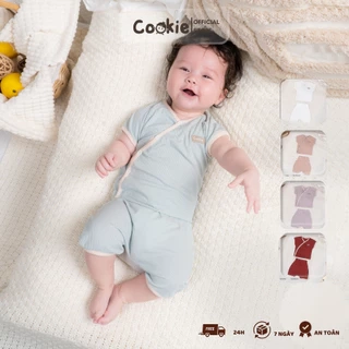 Bộ Sơ Sinh Raglan COOKIE, Bộ Cộc Sơ Sinh Raglan Cài Chéo Cho Bé Size Từ 0 Đến 9 Tháng