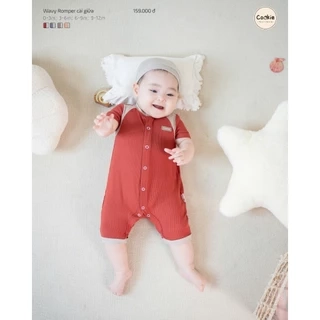 Bodysuit Cho Bé Sơ Sinh COOKIE, Wavy Romper Cài Giữa Cho Bé Từ 0 Đến 12 Tháng 2025