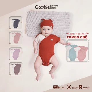 Bodysuit Ngắn Tay COOKIE, Bodysuit Cộc Tay Lật Gấu Cho Bé Chất Cotton Tăm Lạnh Size Từ 0 Đến 1 Tuổi