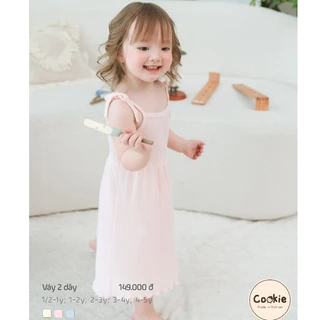 Váy Bé Gái COOKIE, Váy Hai Dây Cuốn Bèo Cho Bé Gái Size Từ 6 Tháng Đến 5 Tuổi
