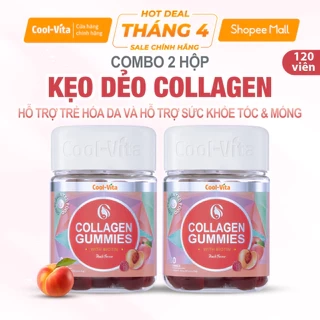 Combo 2 Hộp Kẹo Dẻo Collagen Hỗ Trợ Trẻ Hóa Sáng Da Kết Hợp Biotin, Vitamin C & Vitamin E CoolVita (60 viên x 3g)/hộp