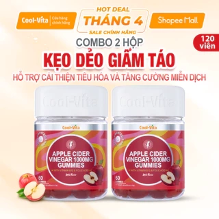 Combo 2 Hộp Kẹo Dẻo Giấm Táo Vitamin B12 Hỗ Trợ Tiêu Hóa, Tăng Cường Miễn Dịch Coolvita (60 viên x 3g)/hộp