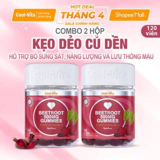 Combo 2 Kẹo Dẻo Củ Dền Thuần Chay Hỗ Trợ Bổ Sung Sắt, Lưu Thông Máu & Bổ Sung Năng Lượng LCitrulline Vị Đào CoolVita