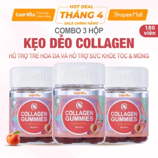 Combo 3 Hộp Kẹo Dẻo Collagen Hỗ Trợ Trẻ Hóa Sáng Da Kết Hợp Biotin, Vitamin C & Vitamin E CoolVita (60 viên x 3g)/hộp