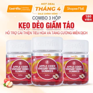 Combo 3 Hộp Kẹo Dẻo Giấm Táo Vitamin B12 Hỗ Trợ Tiêu Hóa, Tăng Cường Miễn Dịch Coolvita (60 viên x 3g)/hộp