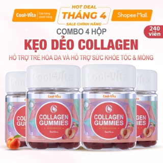 Combo 4 Hộp Kẹo Dẻo Collagen Hỗ Trợ Trẻ Hóa Sáng Da Kết Hợp Biotin, Vitamin C & Vitamin E CoolVita (60 viên x 3g)/hộp
