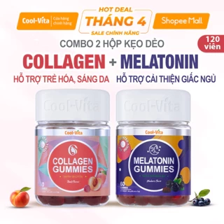 Combo Kẹo Dẻo Collagen & Kẹo Dẻo Melatonin Hỗ Trợ Trẻ Hóa Sáng Da, Cải Thiện Giấc Ngủ CoolVita (60 viên x3g)/hộp