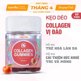 Kẹo Dẻo Collagen Hỗ Trợ Trẻ Hóa Sáng Da & Cải Thiện Sức Khỏe Tóc Móng Vị Đào Kết Hợp Biotin Coolvita (60 viên x 3g)/hộp