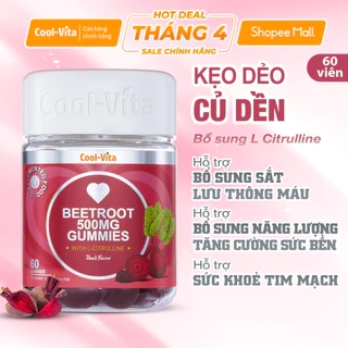 Kẹo Dẻo Củ Dền Thuần Chay Hỗ Trợ Bổ Sung Sắt, Lưu Thông Máu & Hỗ Trợ Bổ Sung Năng Lượng LCitrulline Vị Đào Coolvita